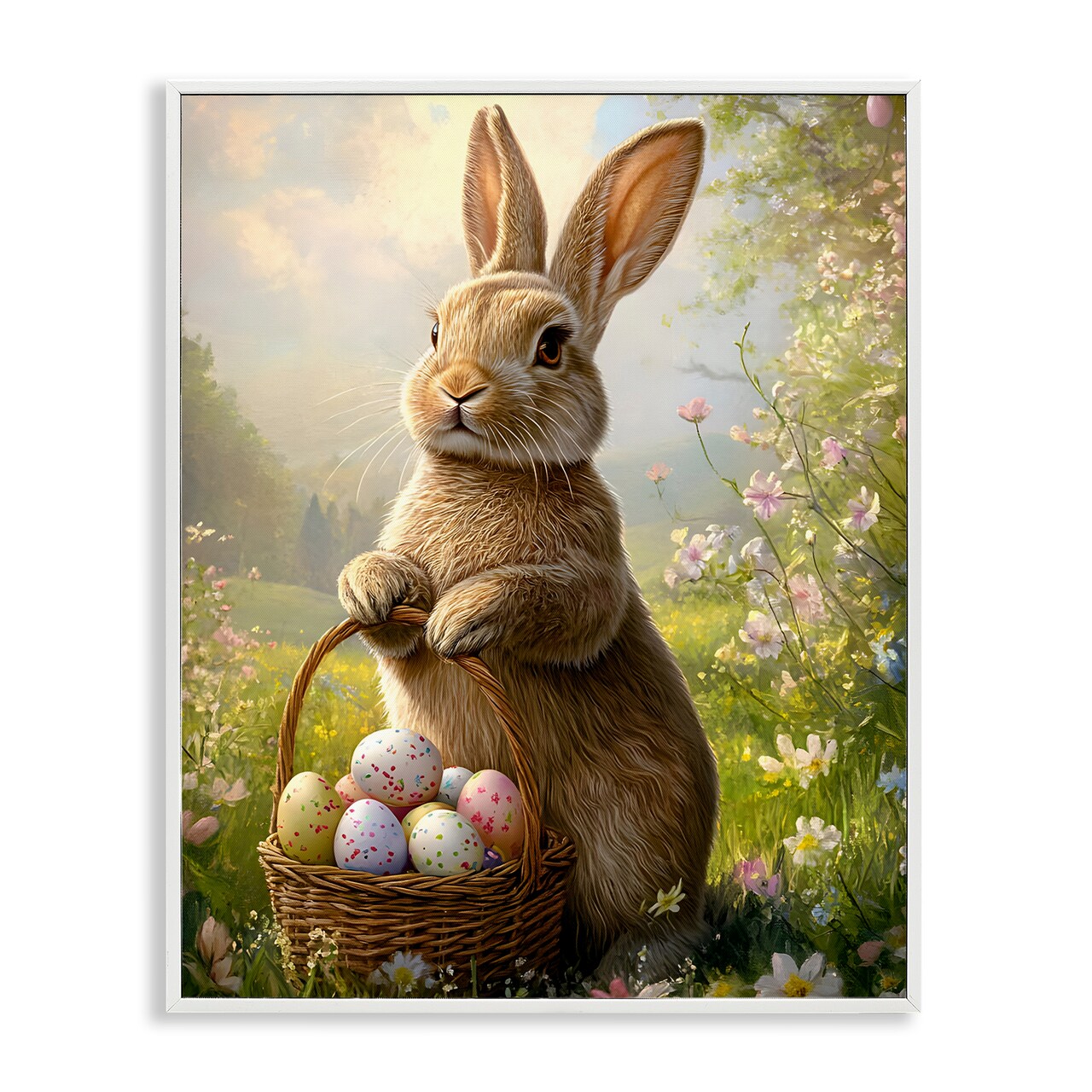 Stupell Industries Bunny with Easter Basket Framed Giclee Design by Franklyn Gregory